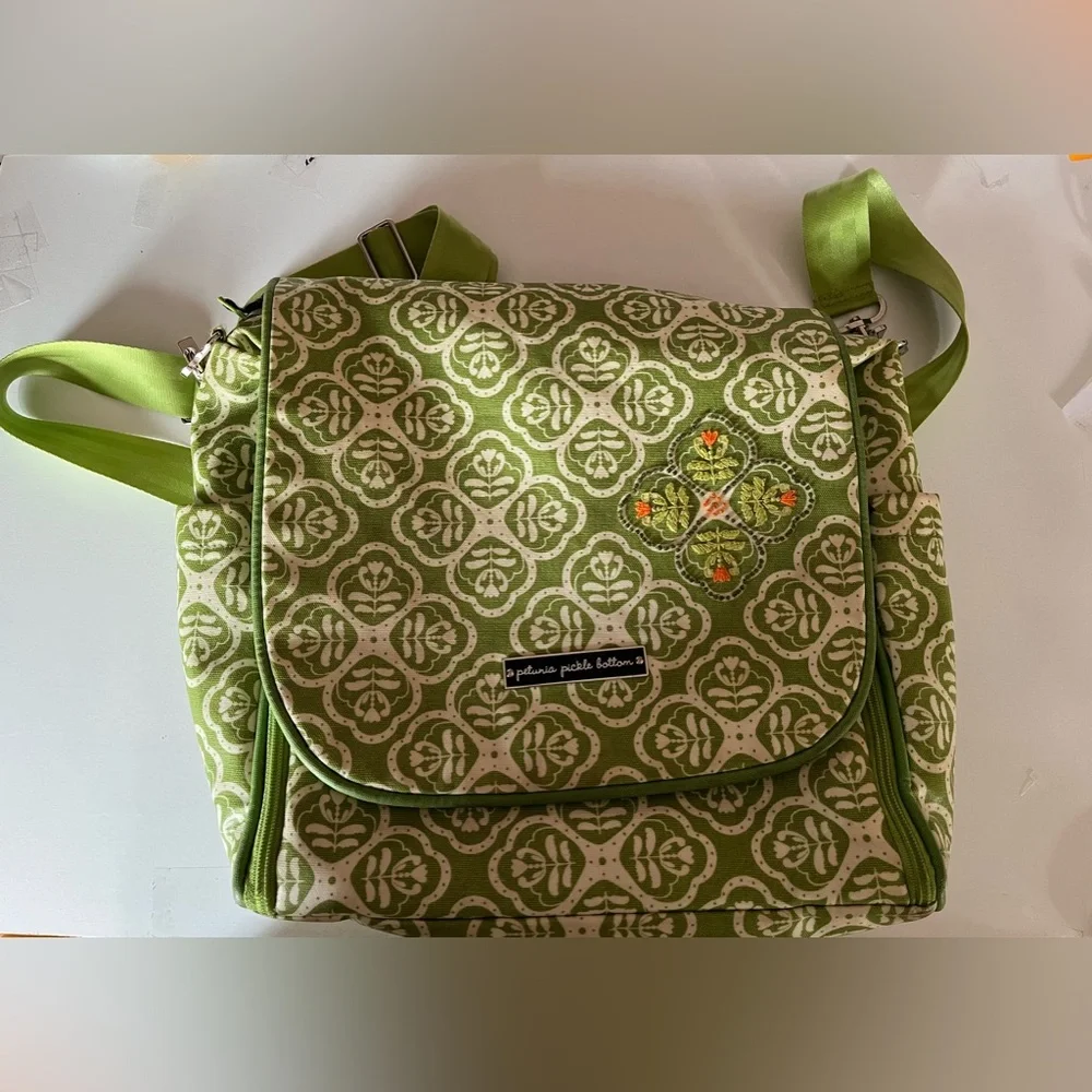 Petunia Pickle Bottom Boxy Backpack Diaper Bag Crossbody option bohemian green